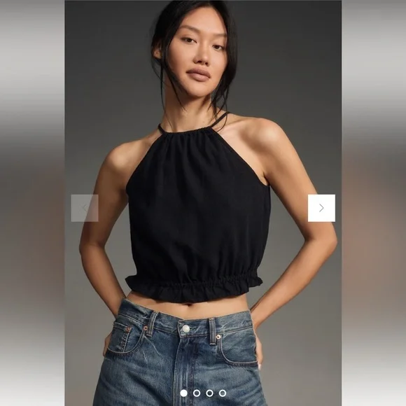 Anthropologie Pilcro Cropped Linen Halter Top, - Picture 1 of 10